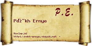 Pákh Ernye névjegykártya